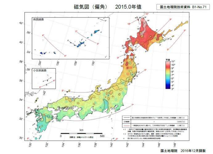 磁気図偏角